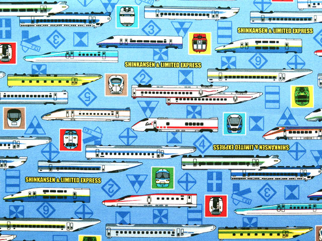 shinkansen キャラクター 生地 JR 特急 新幹線 #29 【オックス/コットン100％】 （とっきゅう しんかんせん） 2023年入園用 入学用最新柄 リアルさで人気の電車柄 布 生地 キャラクター生地 JR新幹線 shinkansen express, 電車